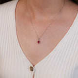 Oval Shaped Ruby Necklace with Natural Diamond - July Birthstone Gift