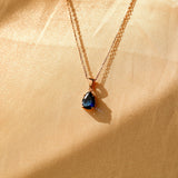 Pear Cut Sapphire Claw Prong Necklace - September Birthstone Jewelry