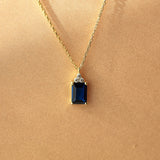 September Birthstone Necklace, Sapphire with Diamonds