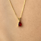 Teardrop Shaped Ruby Necklace - July Birthstone Pendant