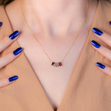 Emerald Cut Birthstone Necklace