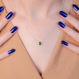 Emerald Cut Birthstone Necklace