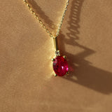 Oval Shaped Ruby Necklace with Natural Diamond - July Birthstone Gift