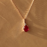 Oval Shaped Ruby Necklace with Natural Diamond - July Birthstone Gift