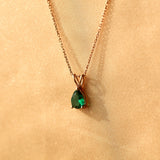 Drop Shaped Emerald Necklace - May Birthstone Pendant