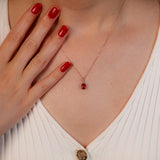 Oval Shaped Ruby Necklace with Natural Diamond - July Birthstone Gift