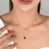 Pear Shaped Sapphire Necklace - September Birthstone Pendant