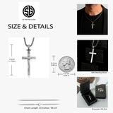 925 Sterling Silver Men’s Cross Pendant Necklace