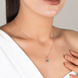 Emerald Pendant Necklace with CZ Diamond Accents- May Birthstone Jewelry