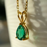 Drop Shaped Emerald Necklace - May Birthstone Pendant
