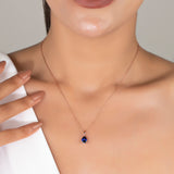 Pear Cut Sapphire Claw Prong Necklace - September Birthstone Jewelry
