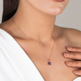 Pear Cut Sapphire Claw Prong Necklace - September Birthstone Jewelry