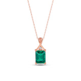 Elegant Emerald Pendant with Natural Diamond - May Birthstone Necklace