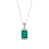 Elegant Emerald Pendant with Natural Diamond - May Birthstone Necklace