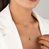 Drop Shaped Emerald Necklace - May Birthstone Pendant
