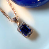Sapphire Necklace with CZ Diamond Accents- Septemeber Birthstone Jewelry