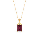 Dainty Ruby Necklace with Natural Diamond - Emerald Cut July Birthstone Gift