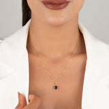 Oval Cut Sapphire Necklace with Natural Diamond - September Birthstone Gift