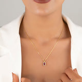 Ruby Pendant Necklace with CZ Diamond Accents- July Birthstone Jewelry