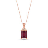 Dainty Ruby Necklace with Natural Diamond - Emerald Cut July Birthstone Gift