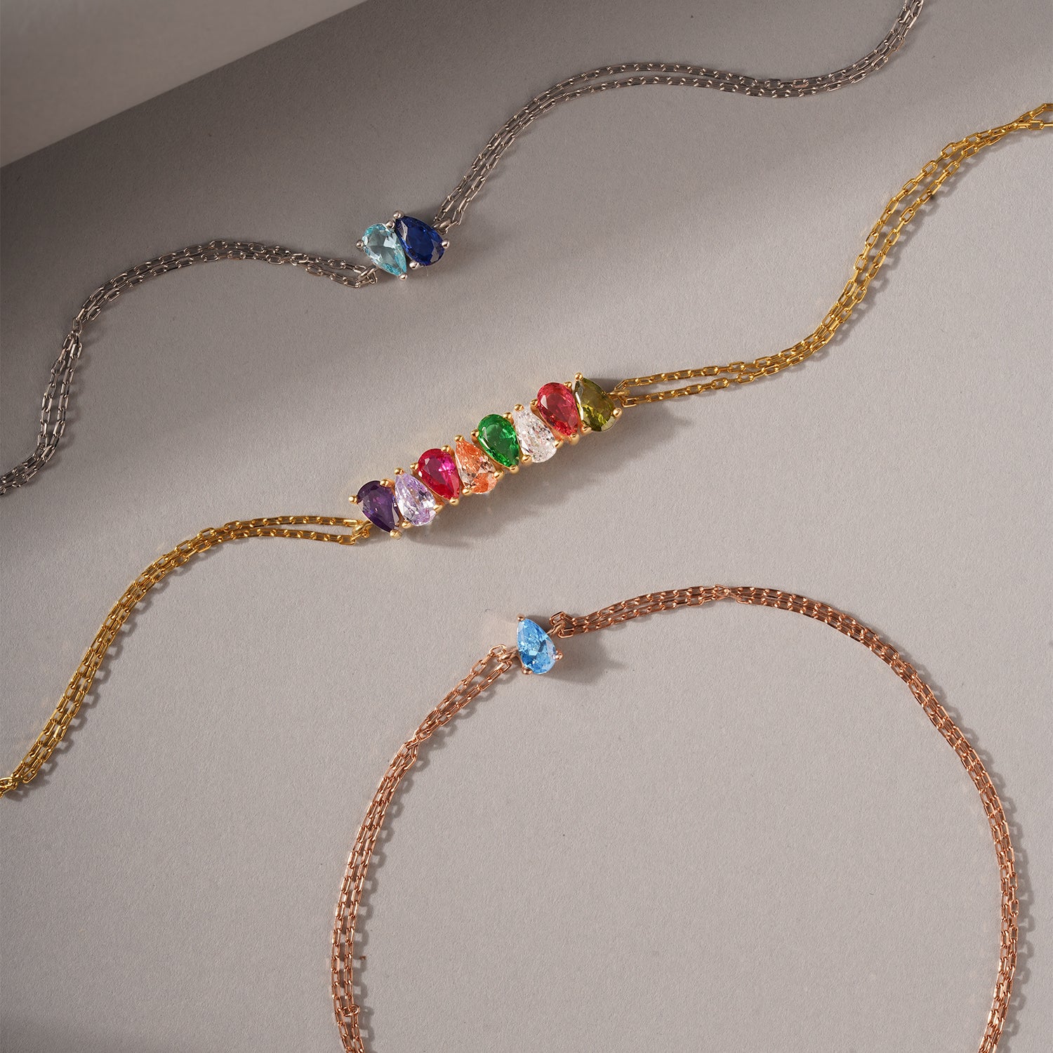 Teardrop Family Birthstone Bracelet