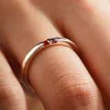 Stackable Princess Cut Birthstone Ring