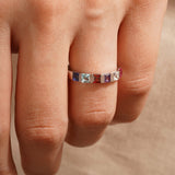 Princess Shaped Birthstone Ring For Mothers