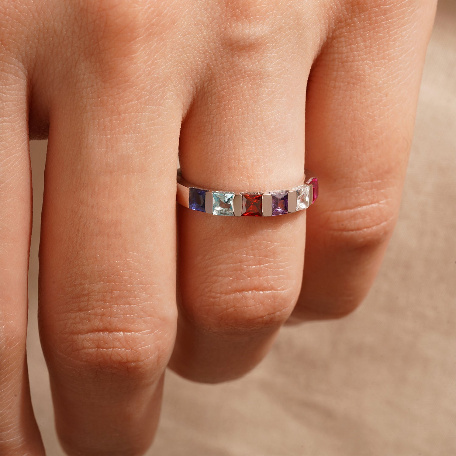 Princess Shape Birthstone Band