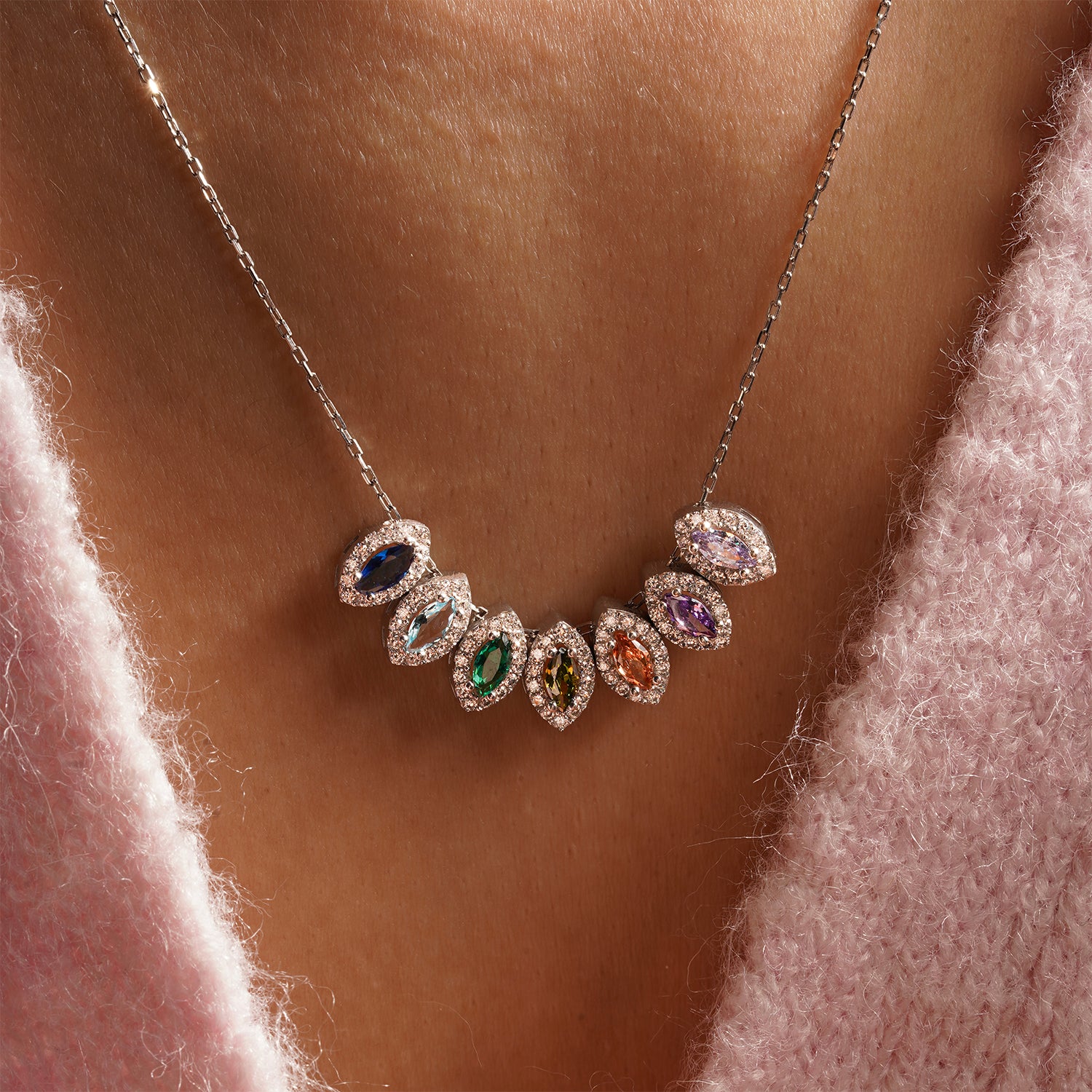 Custom Made Marquise Cut Birthstone Necklace