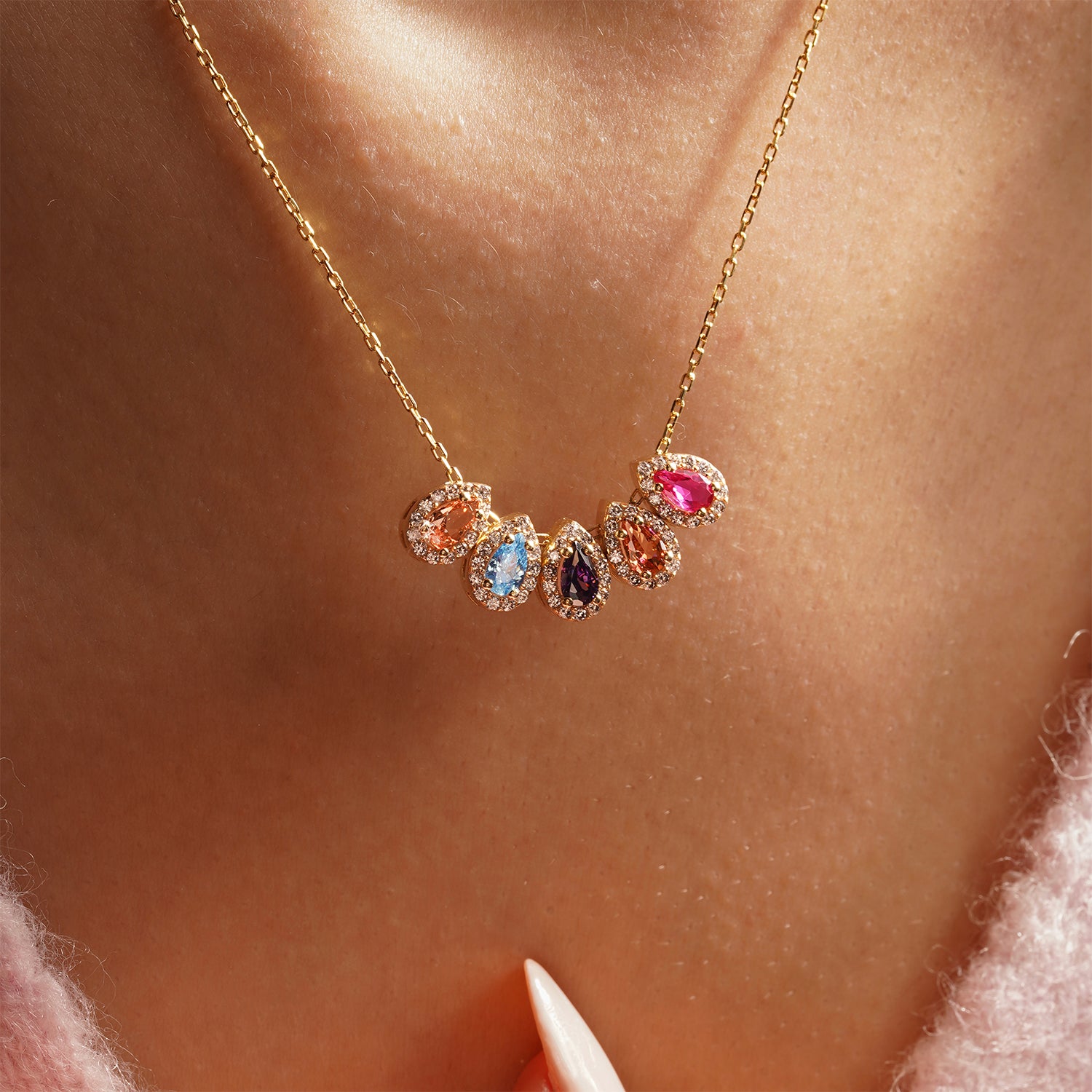 Pear Shaped Birthstone Necklace