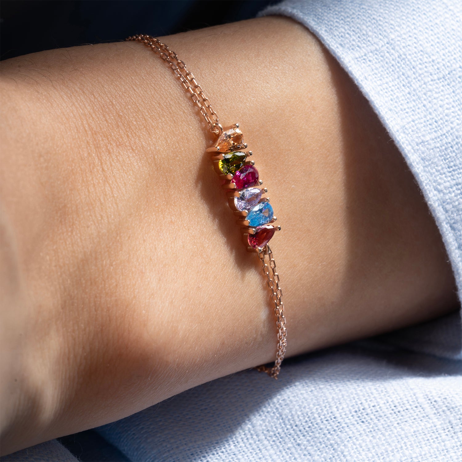 Teardrop Family Birthstone Bracelet
