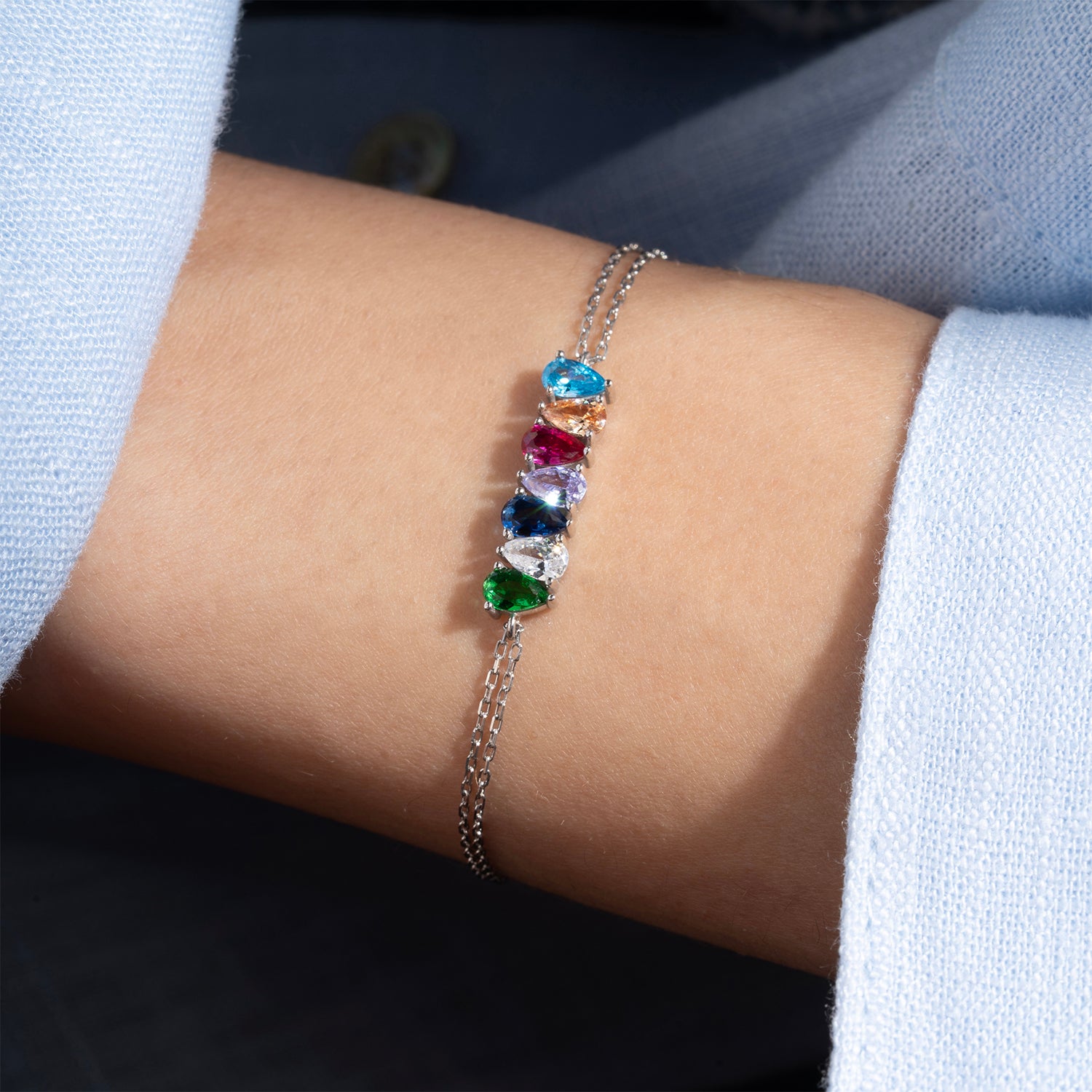 Teardrop Family Birthstone Bracelet