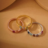 Princess Shaped Birthstone Ring For Mothers