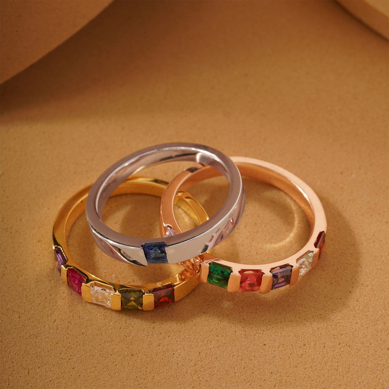 Princess Shape Birthstone Band