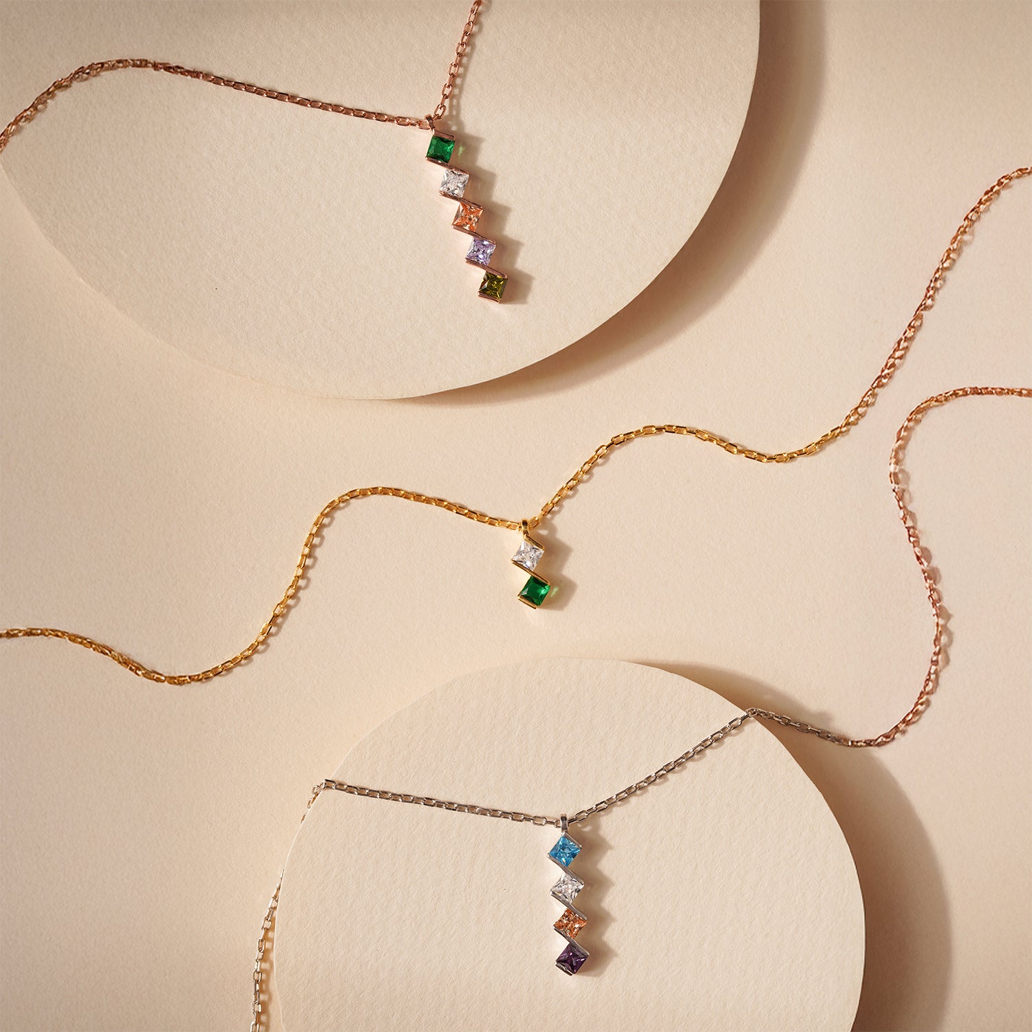 Princess Shaped Birthstone Necklace