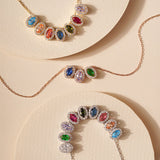 Oval Shaped Birthstone Necklace