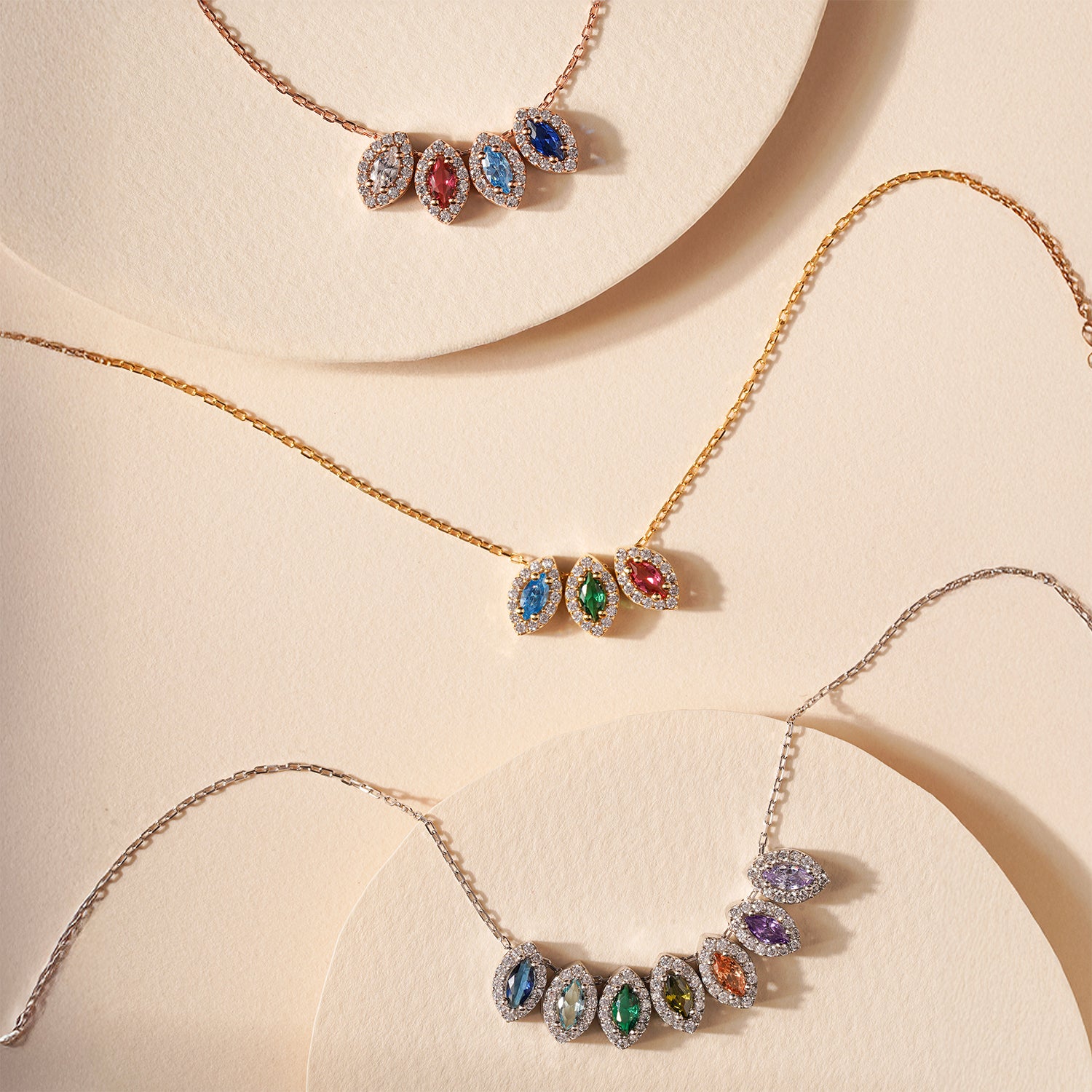 Custom Made Marquise Cut Birthstone Necklace