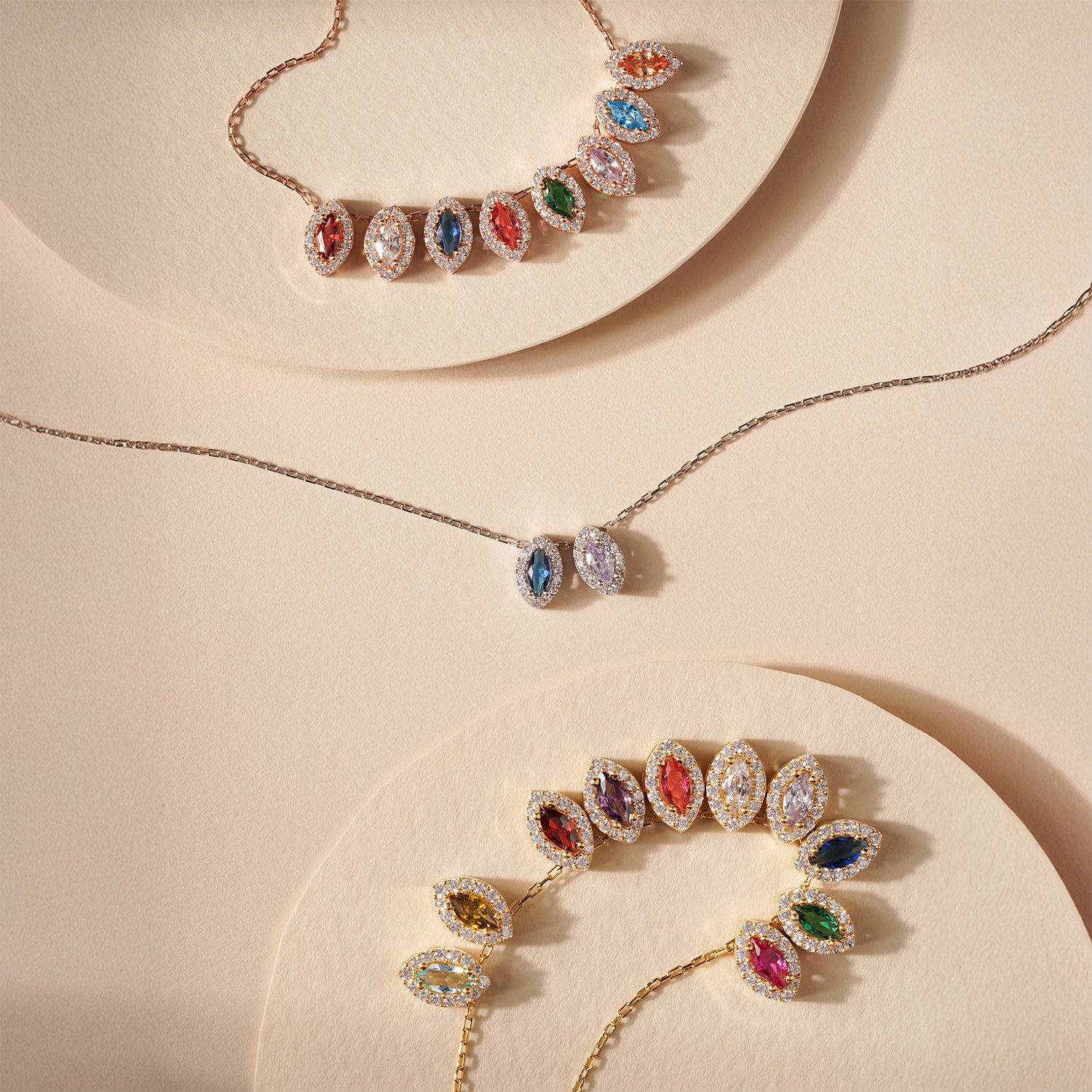 Custom Made Marquise Cut Birthstone Necklace