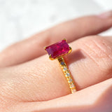 Radiant Ruby & Lab-Grown Diamond Ring - Wedding Ring