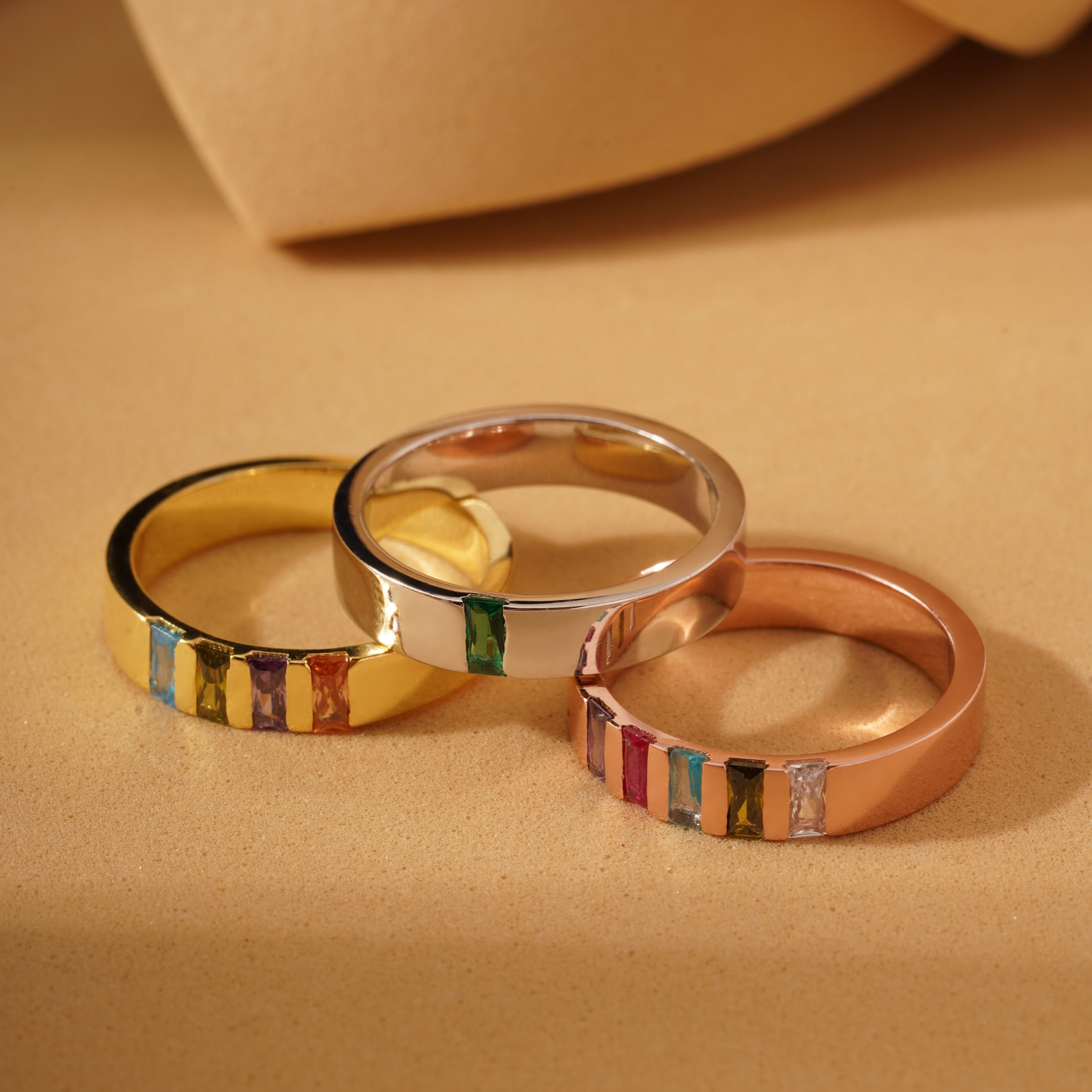 Family Initial Baguette Birthstone Ring