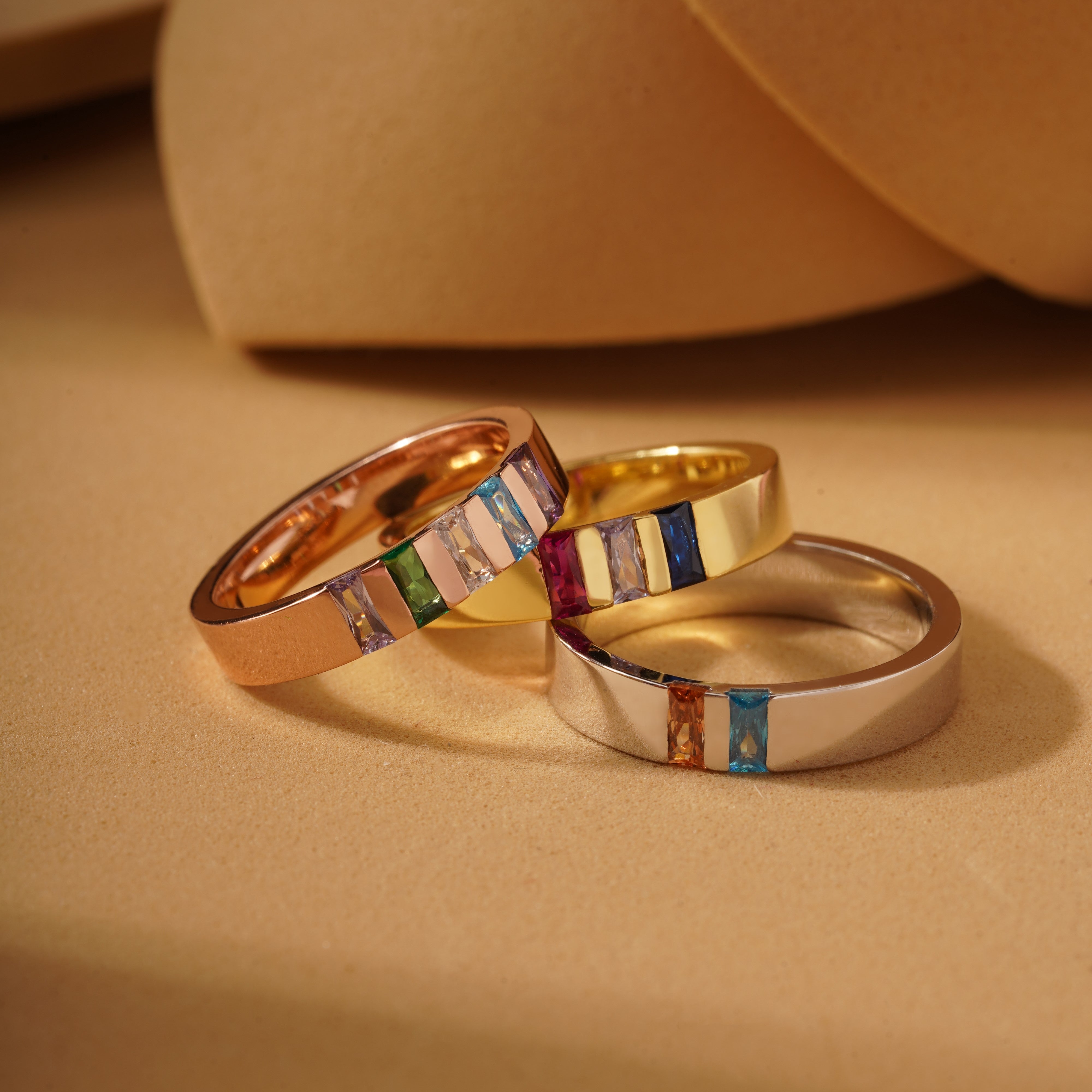 Family Initial Baguette Birthstone Ring