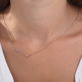 Sideways Initial Necklace with Birthstone – Personalized Letter Pendant