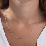 Sideways Initial Necklace with Birthstone – Personalized Letter Pendant