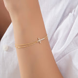 Dainty Diamond Cross Bracelet For Women
