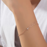 Dainty Diamond Cross Bracelet For Women