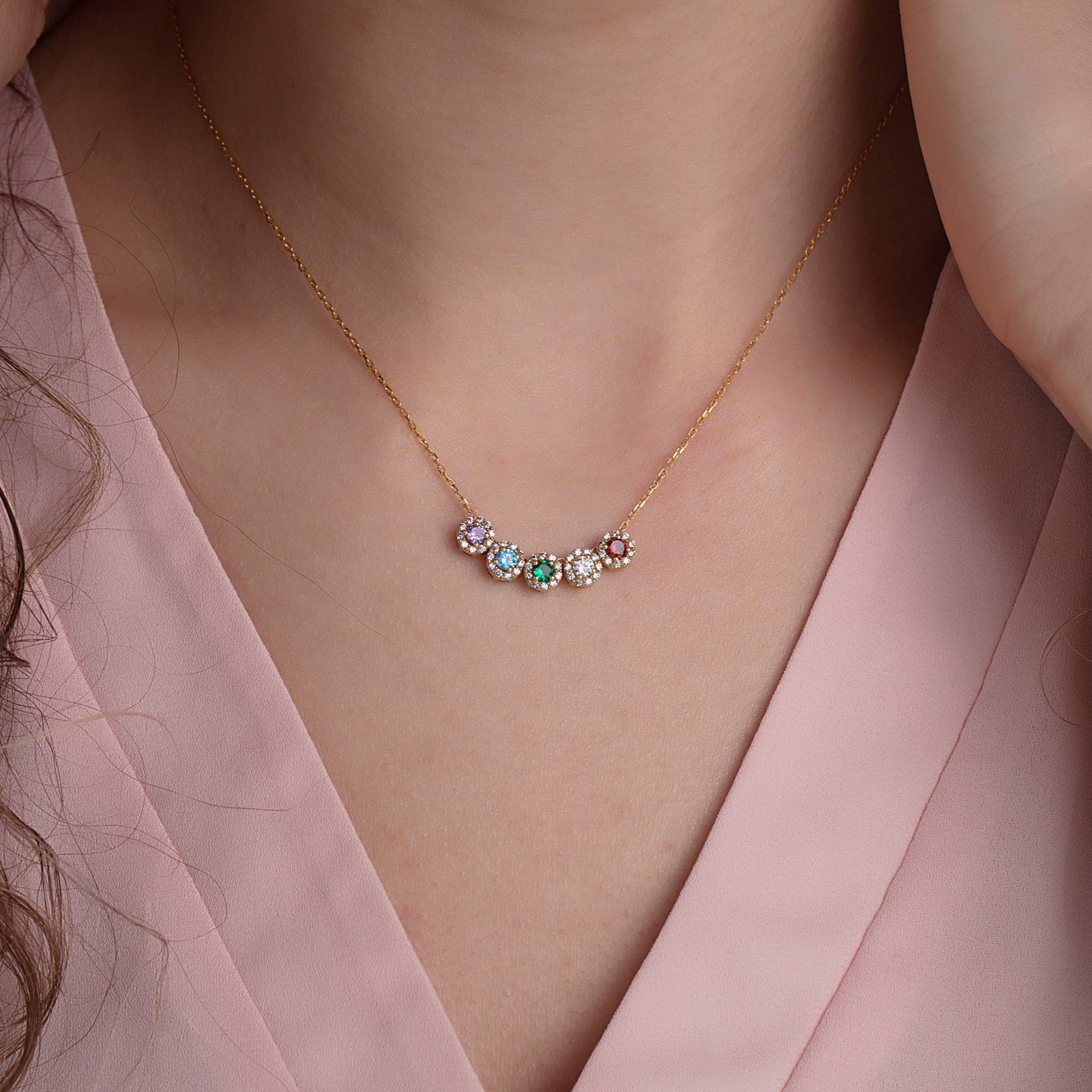 Dainty Round Birthstone Necklaces