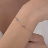 Custom Spaced Multi Birthstone Bracelet