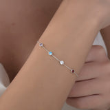 Custom Spaced Multi Birthstone Bracelet