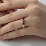 Diagonal Princess Cut Birthstone Ring