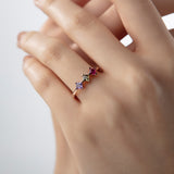 Diagonal Princess Cut Birthstone Ring
